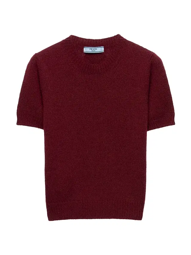 Women's Short-Sleeved Cashmere Sweater - Dark Red