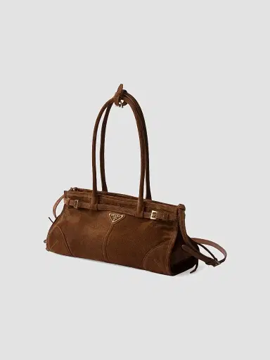 Prada Women's Bonnie Medium Suede Top Handle Bag - Brown | Thumbnail 2