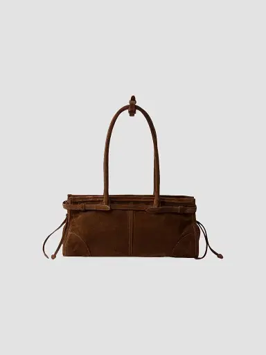 Prada Women's Bonnie Medium Suede Top Handle Bag - Brown | Thumbnail 3