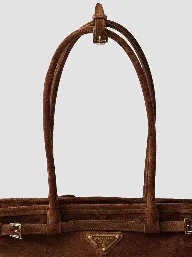 Prada Women's Bonnie Medium Suede Top Handle Bag - Brown | Thumbnail 6