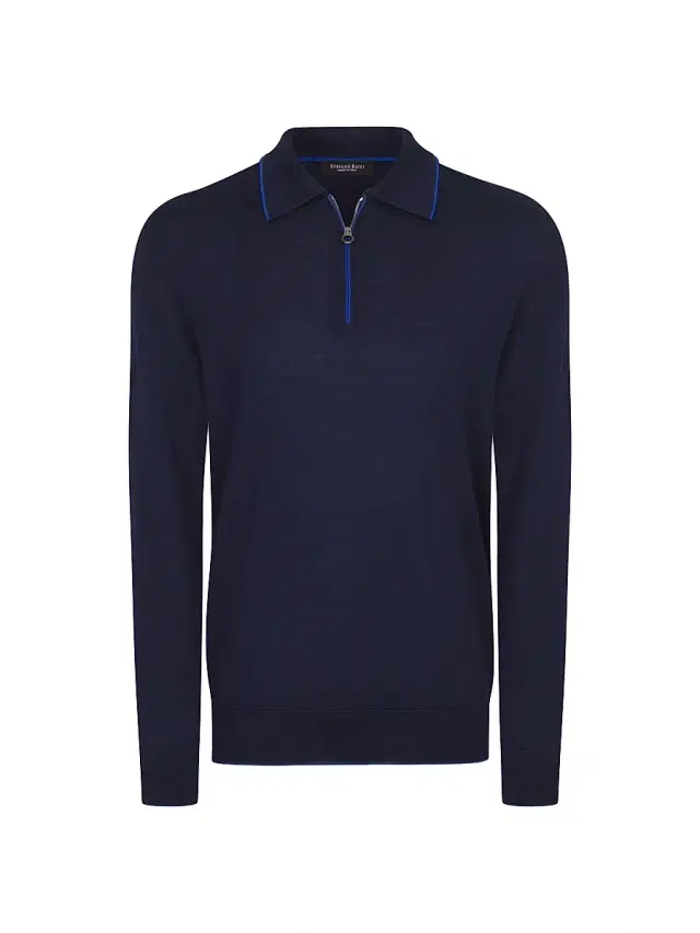 Men's Zip Polo Shirt - Navy