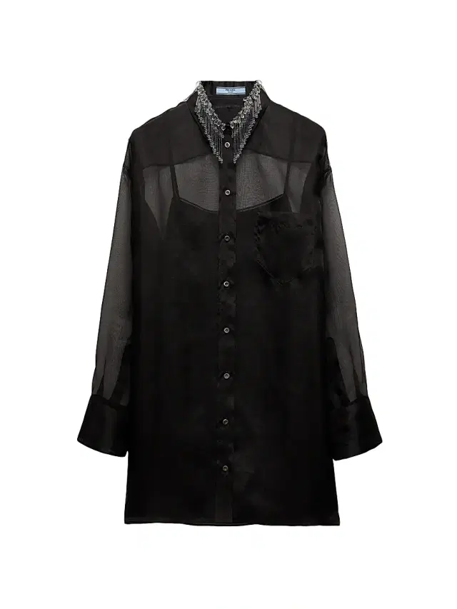 Women's Embroidered Organza Mini-Dress - Black