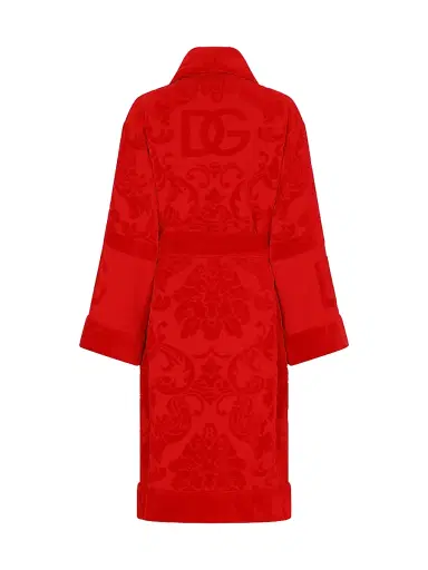 Dolce & Gabbana Men's Jacquard Logo Bath Robe - Red - Size Large | Thumbnail 2