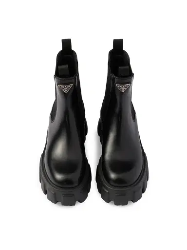 Prada Women's Monolith Brushed Leather Chelsea Boots - Black - Size 10.5 | Thumbnail 4 Prada Women's Monolith Brushed Leather Chelsea Boots - Black - Size 10.5 | Thumbnail 4