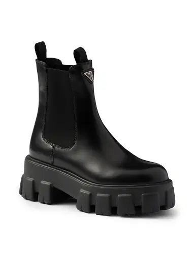 Prada Women's Monolith Brushed Leather Chelsea Boots - Black - Size 10.5 | Thumbnail 1 Prada Women's Monolith Brushed Leather Chelsea Boots - Black - Size 10.5 | Thumbnail 1