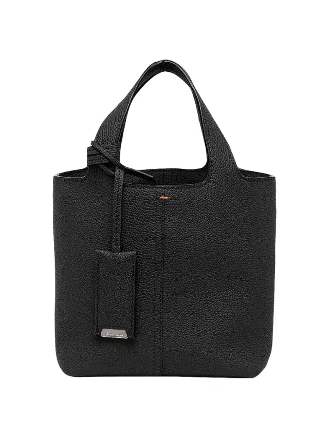 Santoni Women's Mini Chapelier Leather Tote Bag - Black