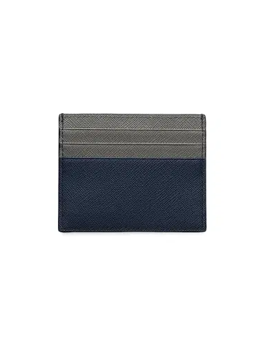 Prada Men's Saffiano Leather Card Holder - Blue | Thumbnail 2 Prada Men's Saffiano Leather Card Holder - Blue | Thumbnail 2