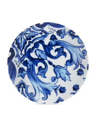 Dolce & Gabbana Blue Mediterraneo Fiore Foglie 2-Piece Dessert Plate Set | Thumbnail 2