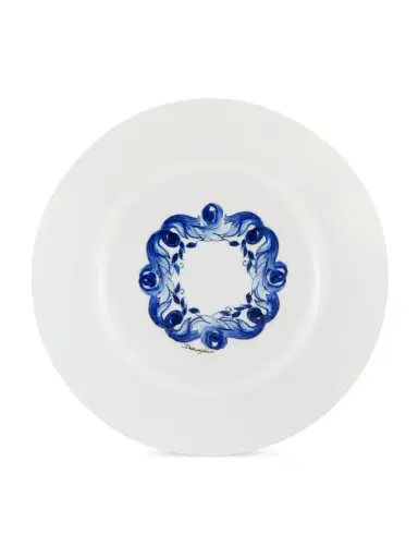 Dolce & Gabbana Blue Mediterraneo Fiore Foglie 2-Piece Dessert Plate Set | Thumbnail 3