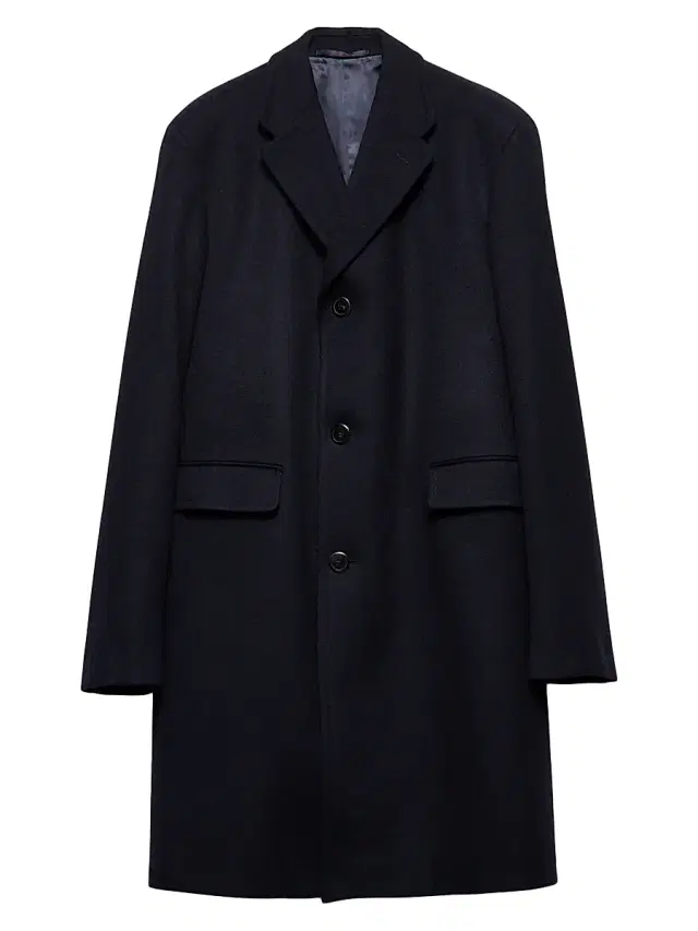 Men's Single Breasted Wool Coat - Blue