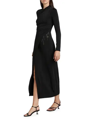 Giorgio Armani Women's Jersey Embellished Midi-Dress - Black - Size 8 | Thumbnail 2 Giorgio Armani Women's Jersey Embellished Midi-Dress - Black - Size 8 | Thumbnail 2