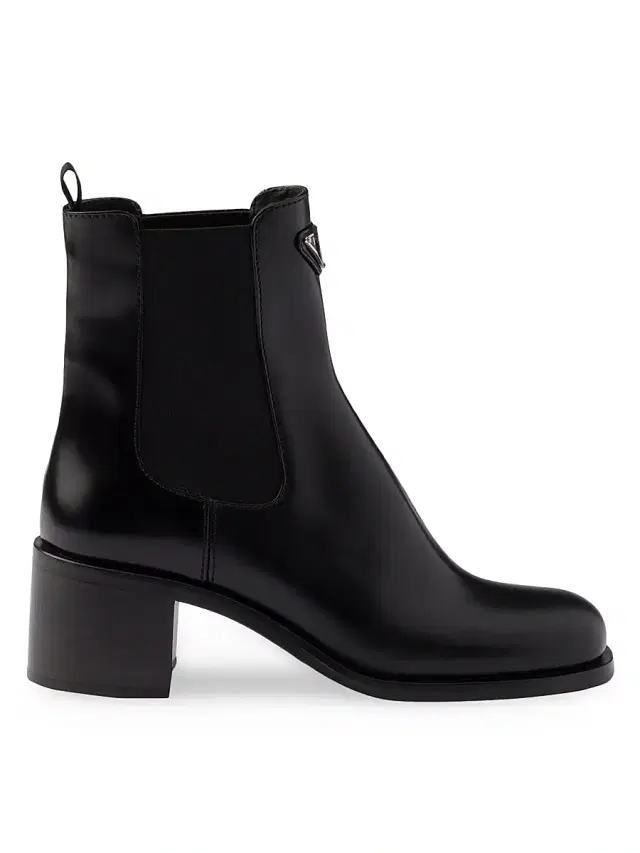 Women's Brushed Leather Booties - Black