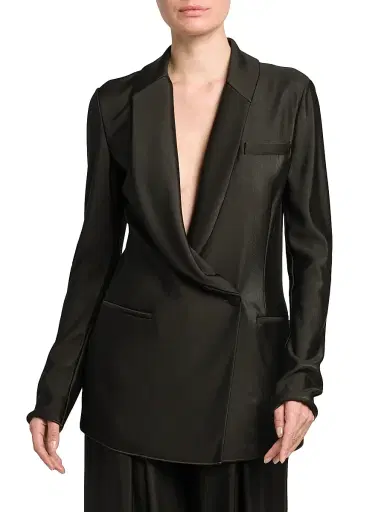 Giorgio Armani Women's Jersey Draped Blazer - Coffee | Thumbnail 3 Giorgio Armani Women's Jersey Draped Blazer - Coffee | Thumbnail 3