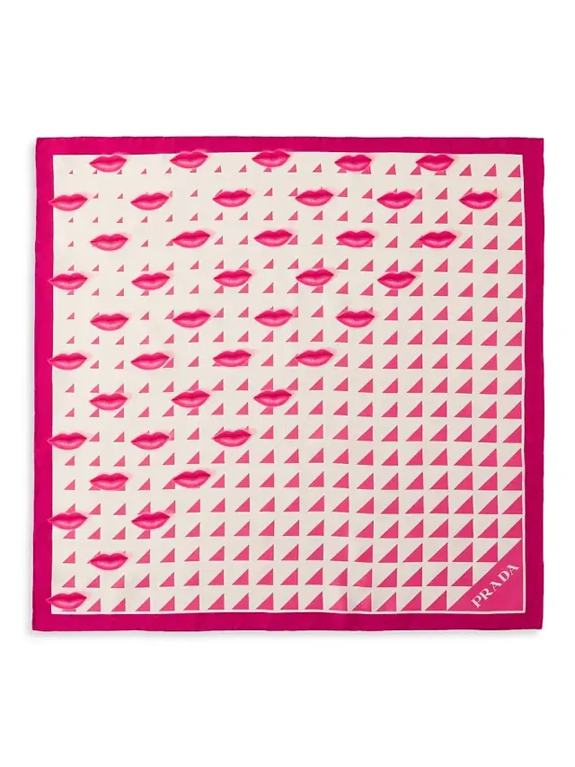 Prada Women's Printed Silk Twill 55CM Square Scarf - Pink