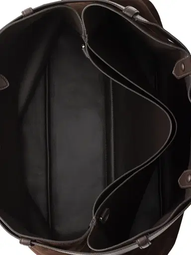 Prada Men's Buckle Suede Bag with Belt - Dark Brown | Thumbnail 4 Prada Men's Buckle Suede Bag with Belt - Dark Brown | Thumbnail 4