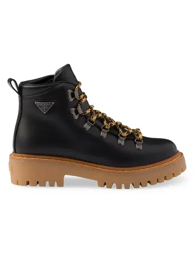 Prada Women's Leather Laced Booties - Black | Thumbnail 1 Prada Women's Leather Laced Booties - Black | Thumbnail 1