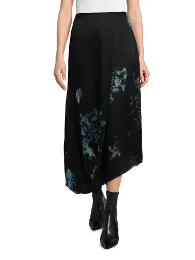 Giorgio Armani Women's Floral Silk Asymmetric Maxi Skirt - Black Beauty - Size 8 | Thumbnail 3 Giorgio Armani Women's Floral Silk Asymmetric Maxi Skirt - Black Beauty - Size 8 | Thumbnail 3