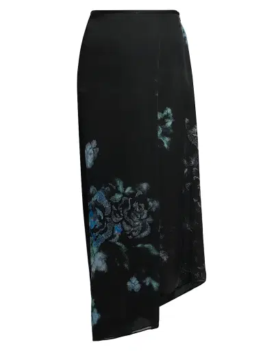 Giorgio Armani Women's Floral Silk Asymmetric Maxi Skirt - Black Beauty - Size 8 | Thumbnail 1 Giorgio Armani Women's Floral Silk Asymmetric Maxi Skirt - Black Beauty - Size 8 | Thumbnail 1