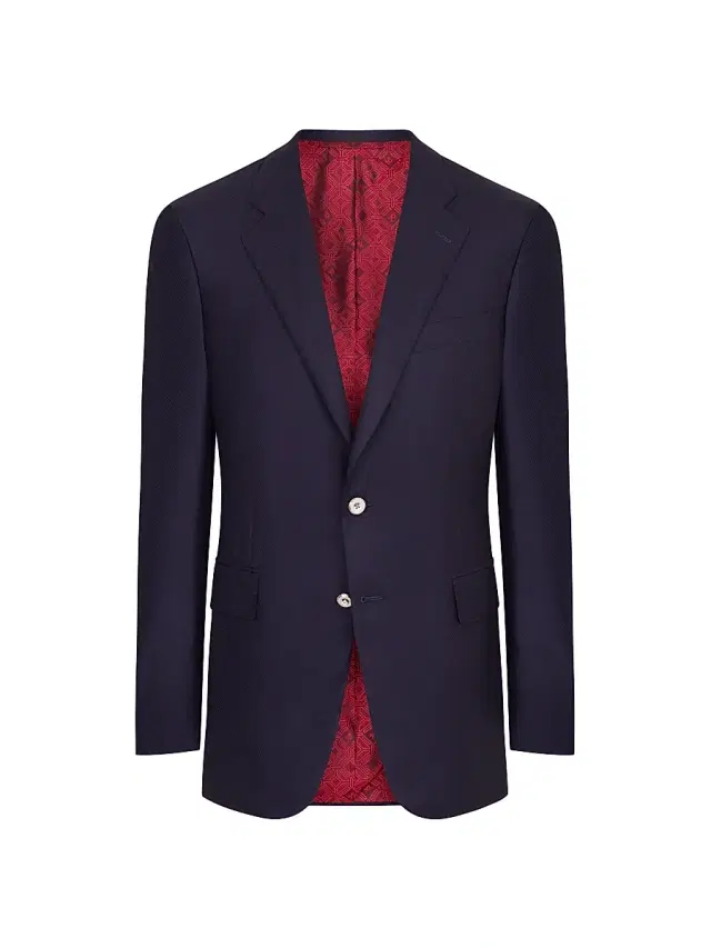 Stefano Ricci Men's Woven Jacket with 2 Buttons - Navy