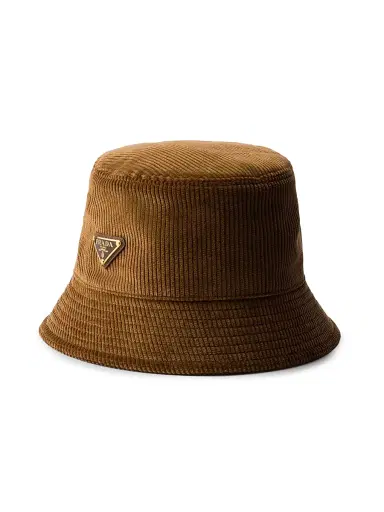 Prada Women's Corduroy Bucket Hat - Brown - Size XL | Thumbnail 1 Prada Women's Corduroy Bucket Hat - Brown - Size XL | Thumbnail 1