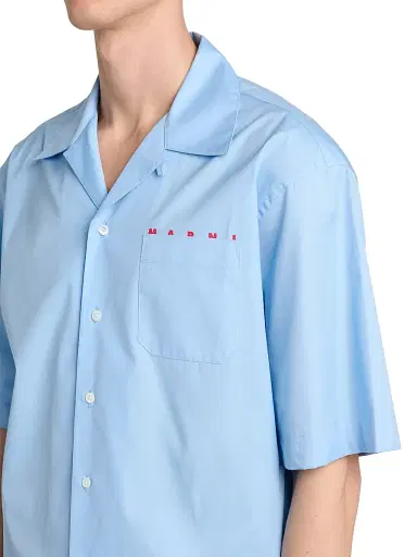 Marni Men's Logo Poplin Camp Shirt - Iris Blue - Size 46 | Thumbnail 6 Marni Men's Logo Poplin Camp Shirt - Iris Blue - Size 46 | Thumbnail 6