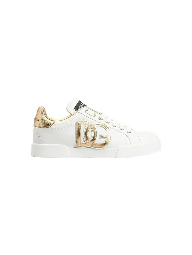 Dolce & Gabbana Women's Portofino Logo Metallic Leather Low-Top Sneakers - Bianco