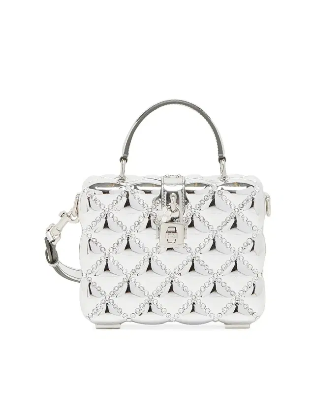 Women's Quilted Metallic Top Handle Bag - Silver