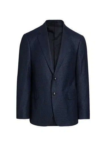 Giorgio Armani Men's Micro Houndstooth Wool Slim-Fit Blazer - Blue Navy - Size 42 | Thumbnail 1 Giorgio Armani Men's Micro Houndstooth Wool Slim-Fit Blazer - Blue Navy - Size 42 | Thumbnail 1