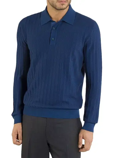 Stefano Ricci Men's Three-Button Polo Shirt - Navy - Size 46 | Thumbnail 2 Stefano Ricci Men's Three-Button Polo Shirt - Navy - Size 46 | Thumbnail 2