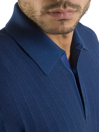 Stefano Ricci Men's Three-Button Polo Shirt - Navy - Size 46 | Thumbnail 4 Stefano Ricci Men's Three-Button Polo Shirt - Navy - Size 46 | Thumbnail 4