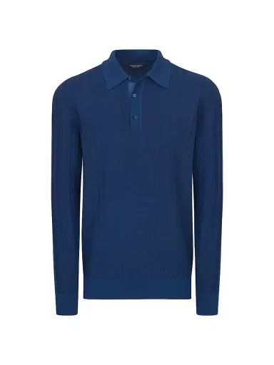 Stefano Ricci Men's Three-Button Polo Shirt - Navy - Size 46 | Thumbnail 1 Stefano Ricci Men's Three-Button Polo Shirt - Navy - Size 46 | Thumbnail 1