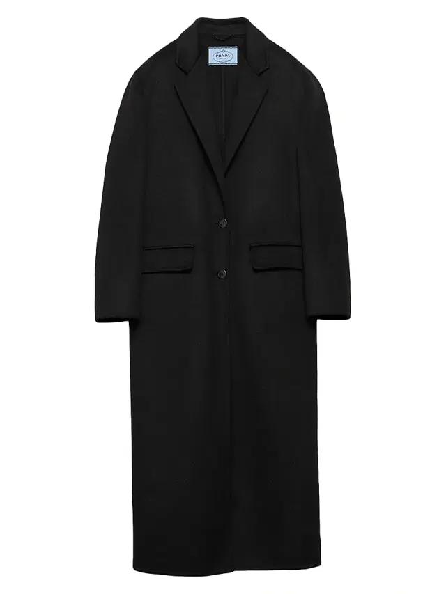 Women's Single-Breasted Cashgora Coat - Black