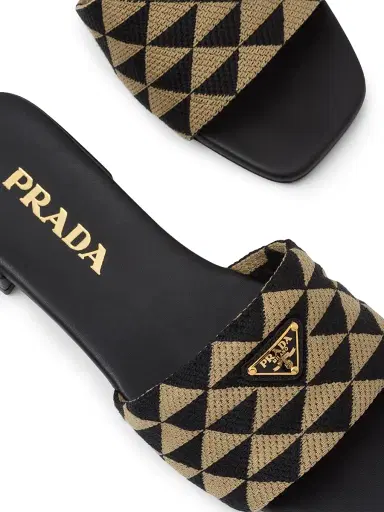 Prada Women's Embroidered Fabric Slides - Black | Thumbnail 5 Prada Women's Embroidered Fabric Slides - Black | Thumbnail 5