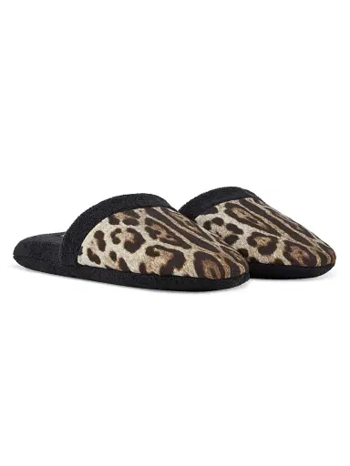 Dolce & Gabbana Women's Leopard Slippers - Black Multi | Thumbnail 2