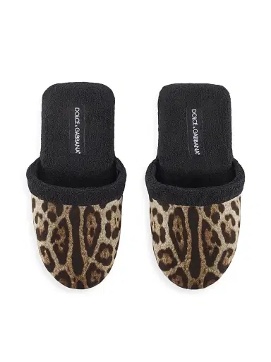 Dolce & Gabbana Women's Leopard Slippers - Black Multi | Thumbnail 4