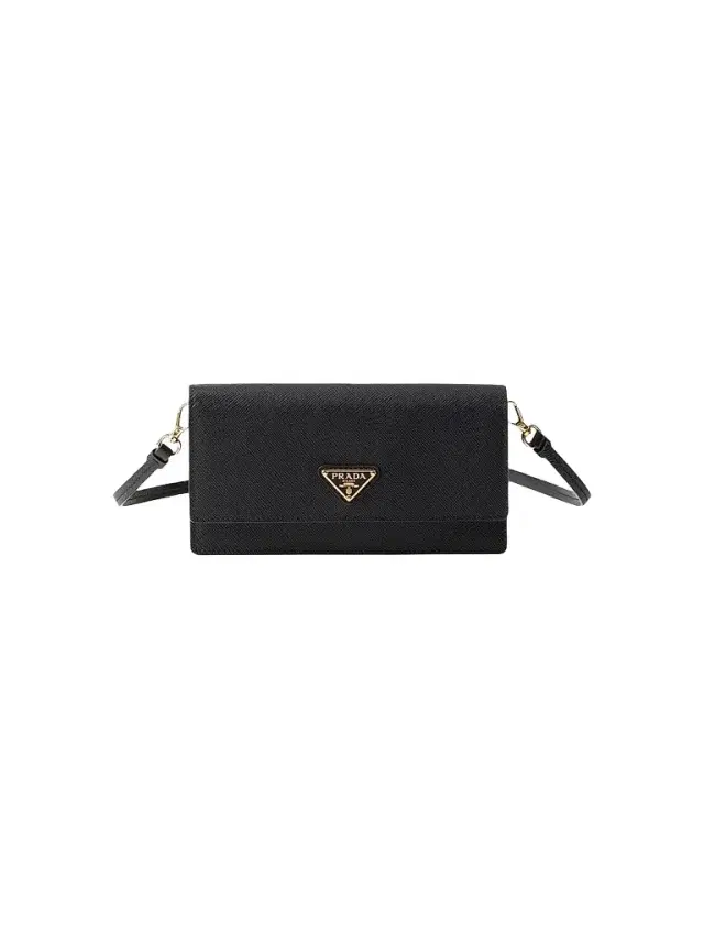 Women's Saffiano Leather Mini Pouch - Black