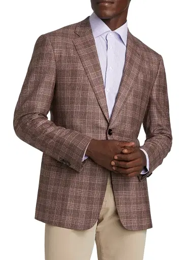 Giorgio Armani Men's Windowpane Plaid Wool Jacket - Copper - Size 38 | Thumbnail 3 Giorgio Armani Men's Windowpane Plaid Wool Jacket - Copper - Size 38 | Thumbnail 3