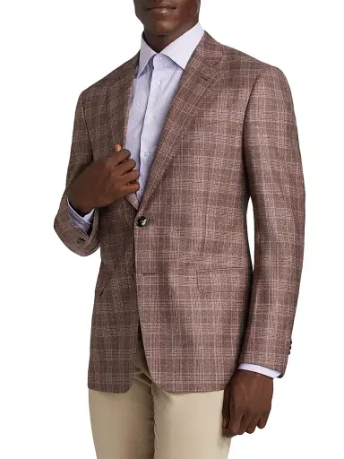 Giorgio Armani Men's Windowpane Plaid Wool Jacket - Copper - Size 38 | Thumbnail 4 Giorgio Armani Men's Windowpane Plaid Wool Jacket - Copper - Size 38 | Thumbnail 4
