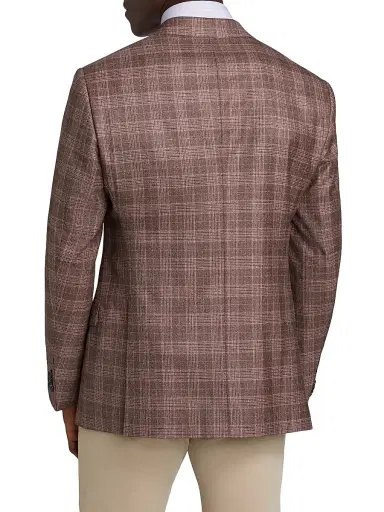 Giorgio Armani Men's Windowpane Plaid Wool Jacket - Copper - Size 38 | Thumbnail 5 Giorgio Armani Men's Windowpane Plaid Wool Jacket - Copper - Size 38 | Thumbnail 5