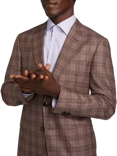 Giorgio Armani Men's Windowpane Plaid Wool Jacket - Copper - Size 38 | Thumbnail 6 Giorgio Armani Men's Windowpane Plaid Wool Jacket - Copper - Size 38 | Thumbnail 6