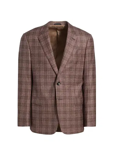 Giorgio Armani Men's Windowpane Plaid Wool Jacket - Copper - Size 38 | Thumbnail 1 Giorgio Armani Men's Windowpane Plaid Wool Jacket - Copper - Size 38 | Thumbnail 1