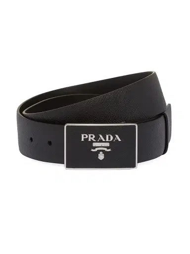 Prada Men's Saffiano Leather Belt - Black - Size 40 | Thumbnail 1