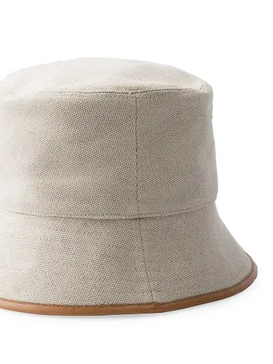 Prada Women's Linen Blend Bucket Hat - Beige Khaki - Size Medium | Thumbnail 3