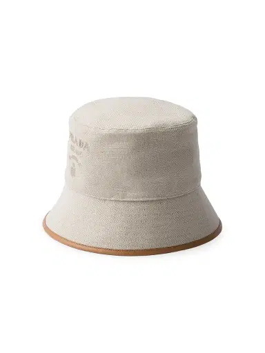 Prada Women's Linen Blend Bucket Hat - Beige Khaki - Size Medium | Thumbnail 1