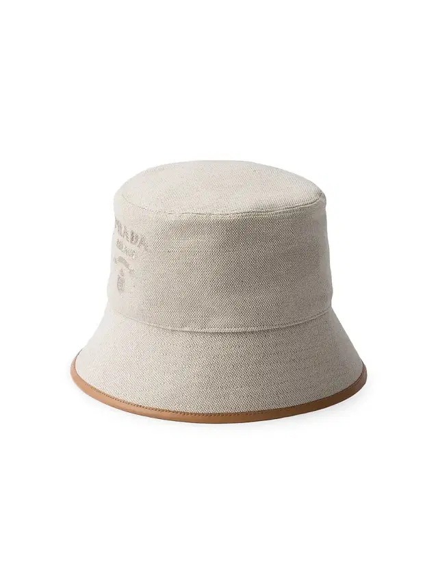 Prada Women's Linen Blend Bucket Hat - Beige Khaki