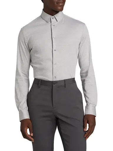Giorgio Armani Men's Stretch Slim Button-Up Shirt - Gray - Size 16 | Thumbnail 3