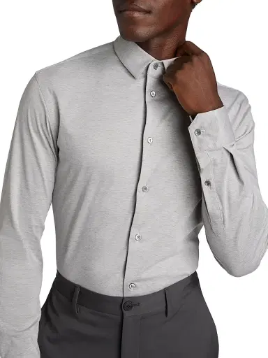 Giorgio Armani Men's Stretch Slim Button-Up Shirt - Gray - Size 16 | Thumbnail 6