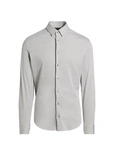 Giorgio Armani Men's Stretch Slim Button-Up Shirt - Gray - Size 16 | Thumbnail 1