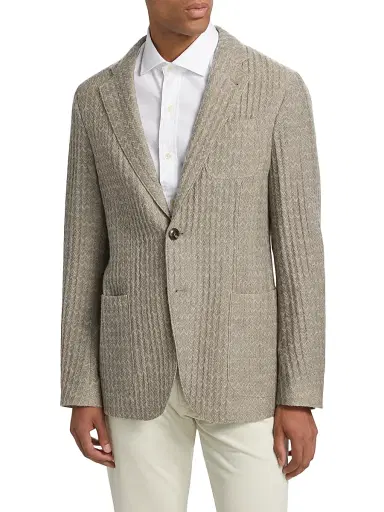 Giorgio Armani Men's Chevron Cashmere-Silk Upton Jacket | Thumbnail 3 Giorgio Armani Men's Chevron Cashmere-Silk Upton Jacket | Thumbnail 3