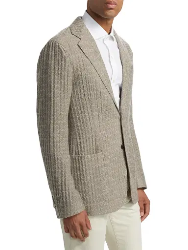 Giorgio Armani Men's Chevron Cashmere-Silk Upton Jacket | Thumbnail 4 Giorgio Armani Men's Chevron Cashmere-Silk Upton Jacket | Thumbnail 4